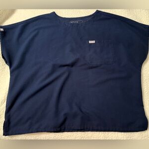 Figs Aura Cropped Crewneck Navy Blue Top